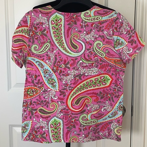 Lauren Ralph Lauren Tshirt Paisley Short Sleeve 100% Cotton Size Large - Picture 2 of 4